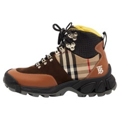 Used Burberry Multicolor Leather and Suede Tor Hiking Boots Size 36.5