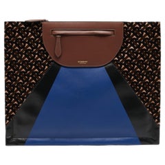 Burberry Multicolor Leather and Velvet Olympia Scarf Oversized Clutch