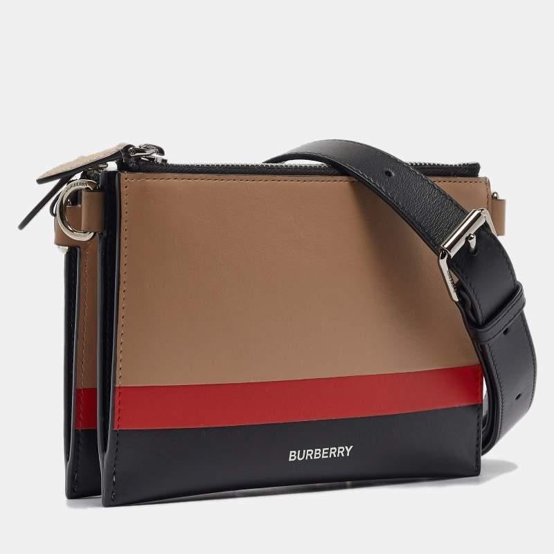 Brown Burberry Multicolor Leather Benji Crossbody Bag For Sale