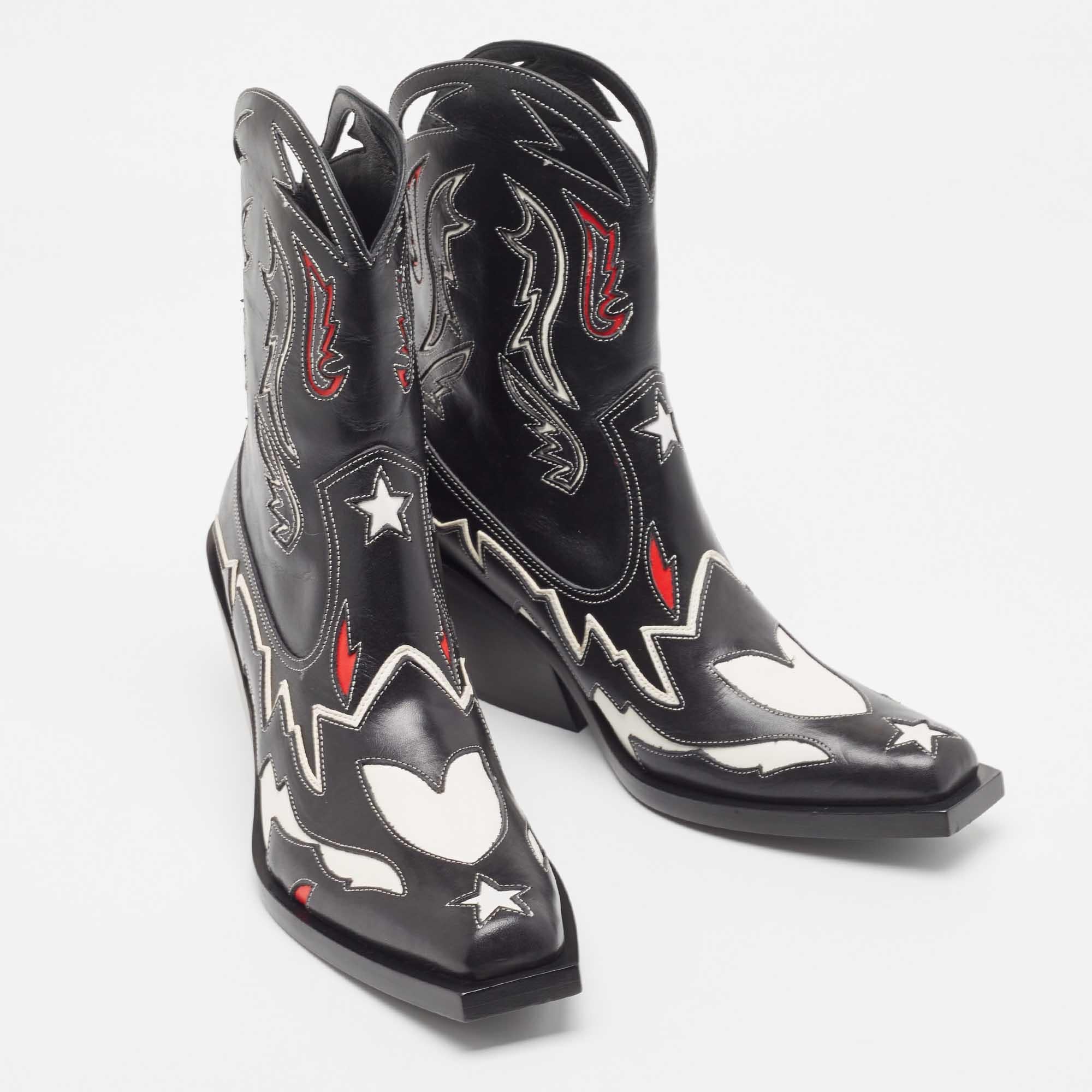 Women's Burberry Multicolor Leather Cowboy Boots Size 38.5 For Sale