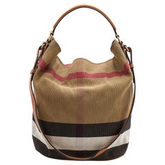Burberry Multicolor Mega Check Canvas and Leather Medium Ashby Hobo