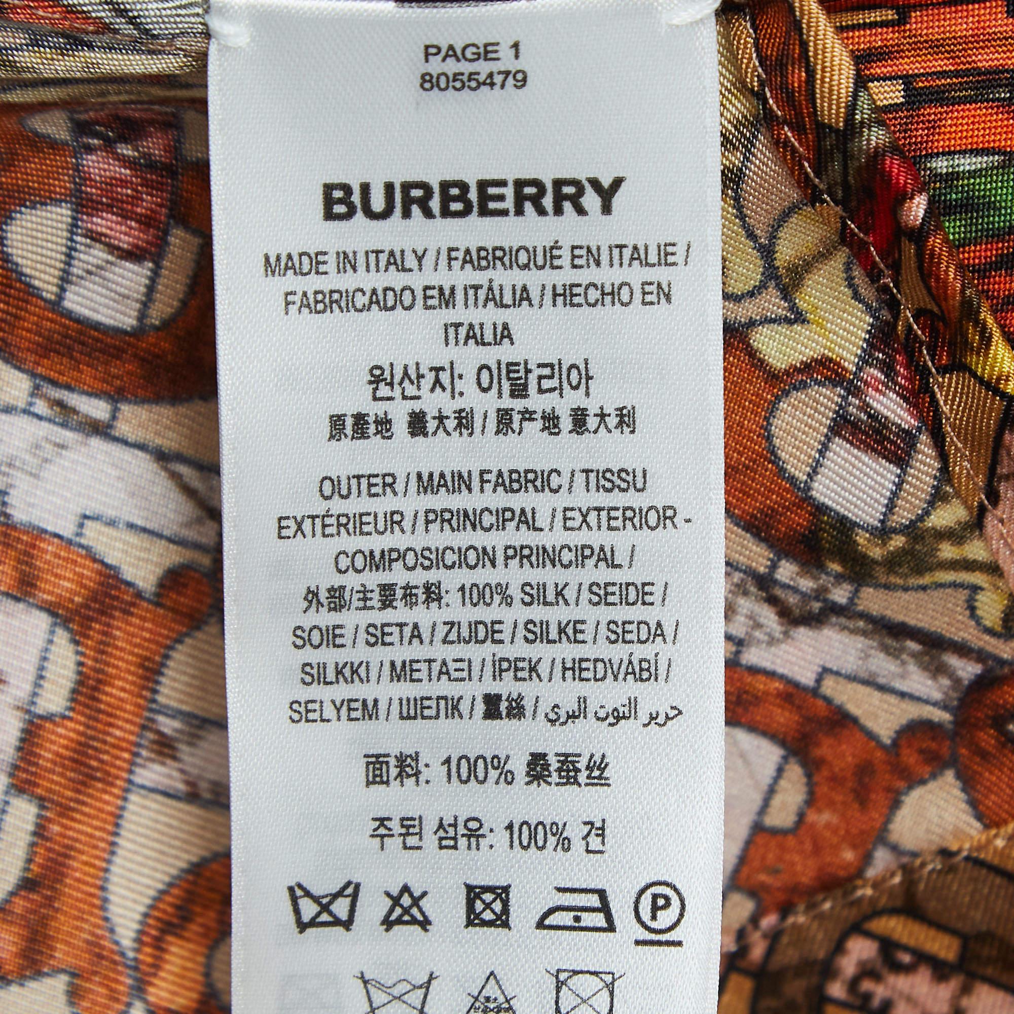 Women's Burberry Multicolor Monogram Print Silk Short Sleeve Shirt S For Sale
