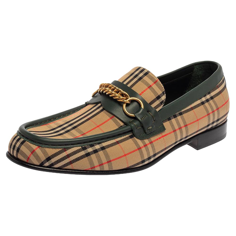 Burberry Multicolor Nova Check Canvas And Leather Moorley Runway Loafers Size 44