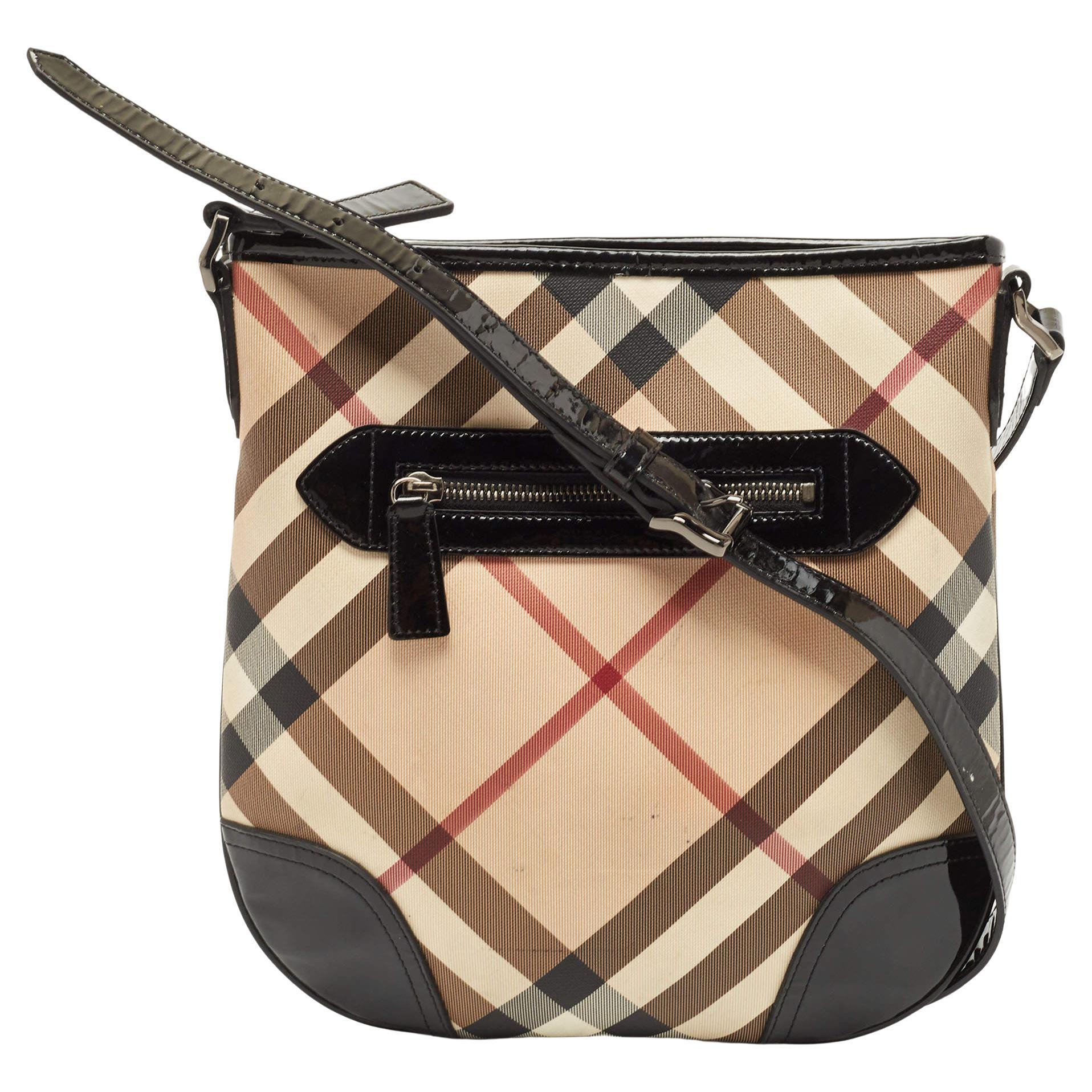 Large messenger bag in tartan canevas Burberry For Sale at 1stDibs