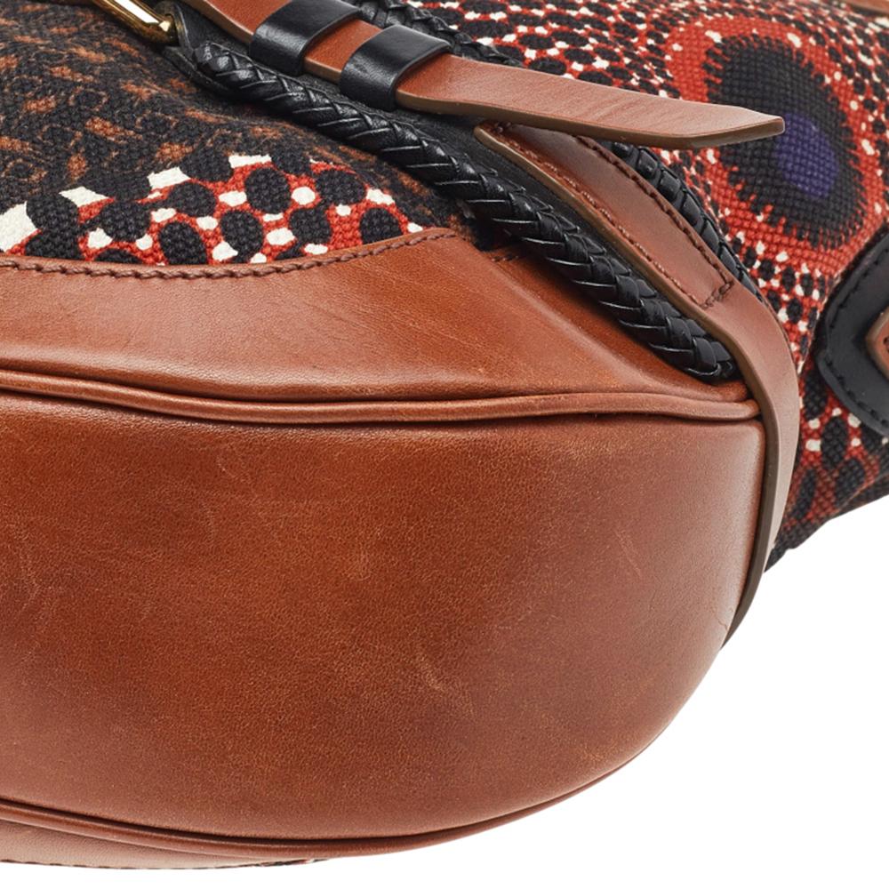 Brown Burberry Multicolor Printed Canvas and Leather Hobo