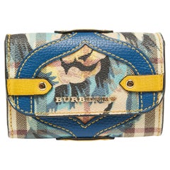 Burberry Multicolor Printed Haymarket Check Coated Canvas Leather Compact Wallet