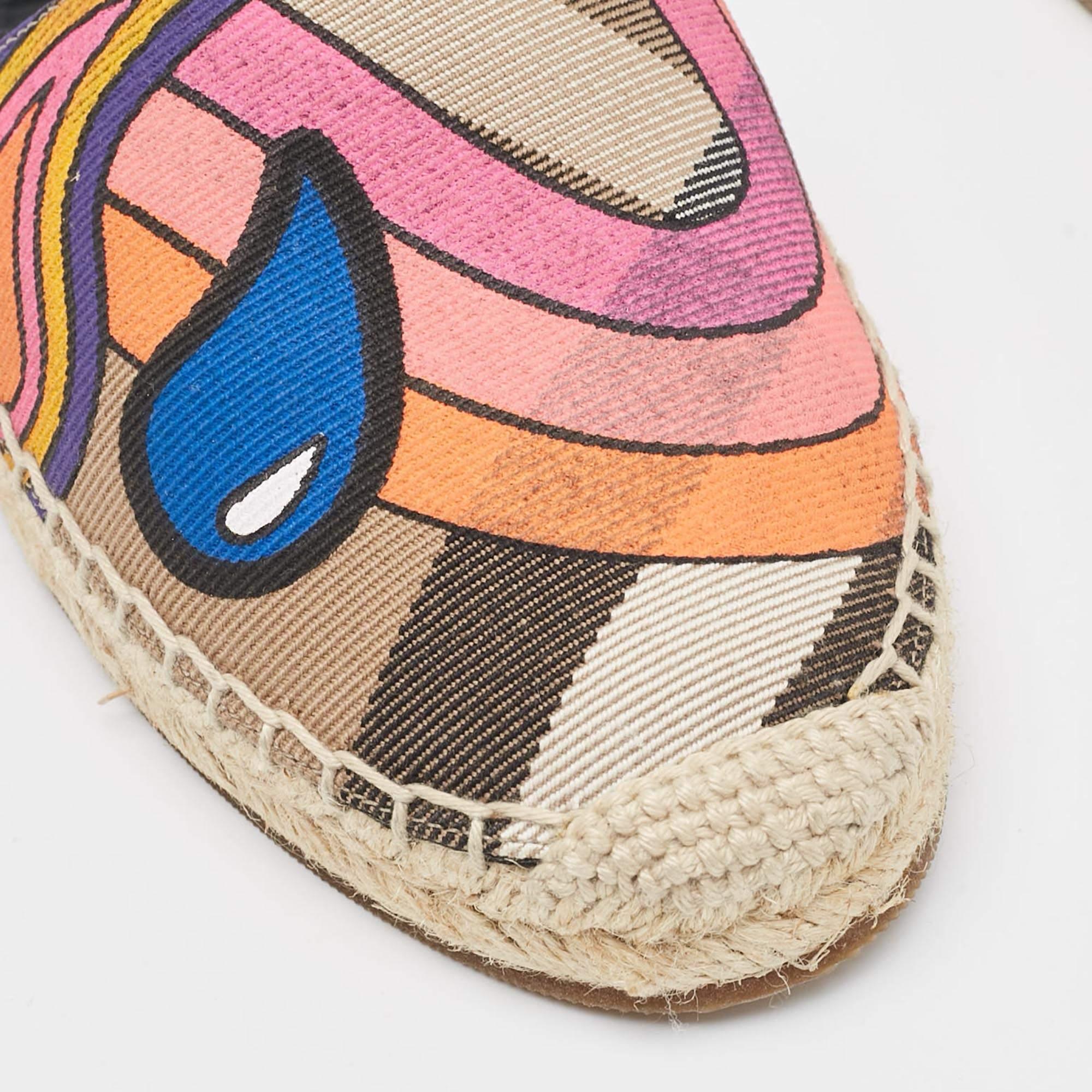 Burberry Multicolor Printed House Check Canvas Espadrille Flats Size 38 2