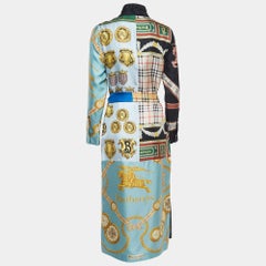 Burberry Multicolor Printed Silk Belted Shirt Dress S