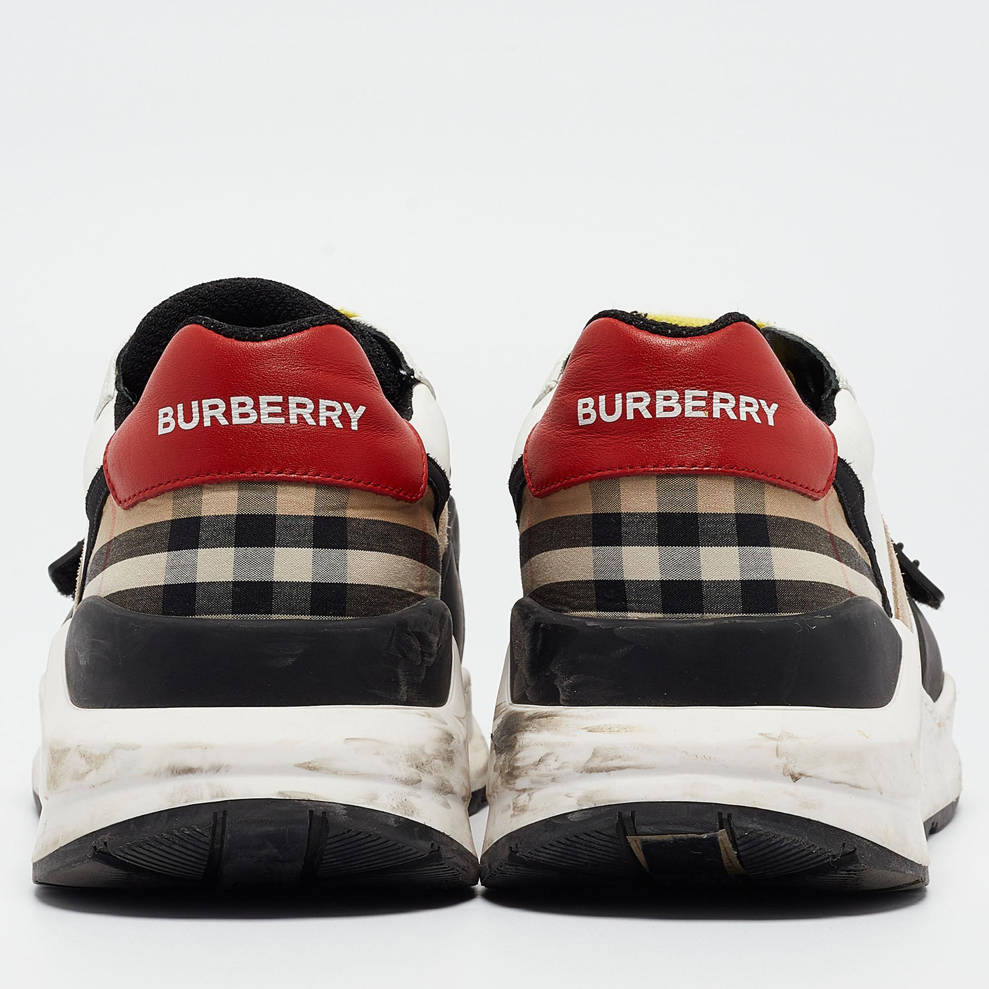 Burberry Multicolor Suede and Fabric Velcro Low Top Sneakers Size 43 1