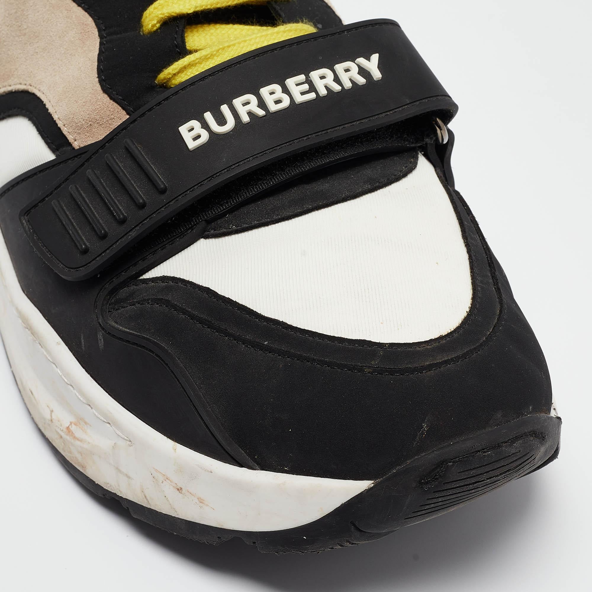 Burberry Multicolor Suede and Fabric Velcro Low Top Sneakers Size 43 3