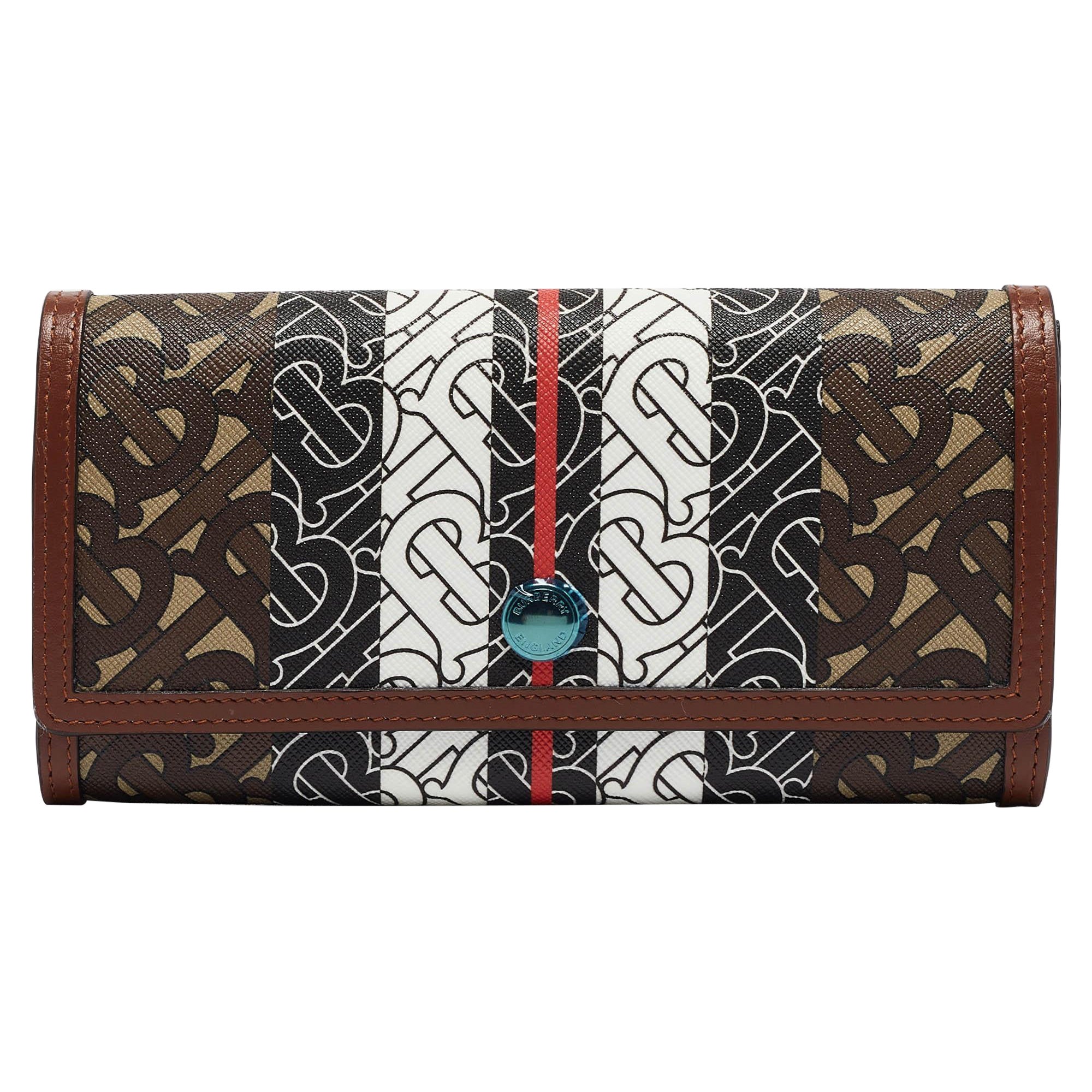 Burberry Multicolor TB Print Coated Canvas and Leather Continental Wallet