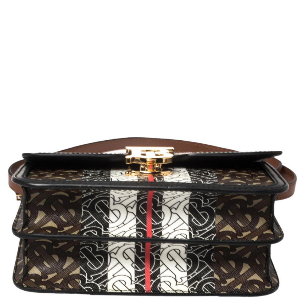 Black Burberry Multicolor TB-Print Coated Canvas and Leather Crossbody Bag