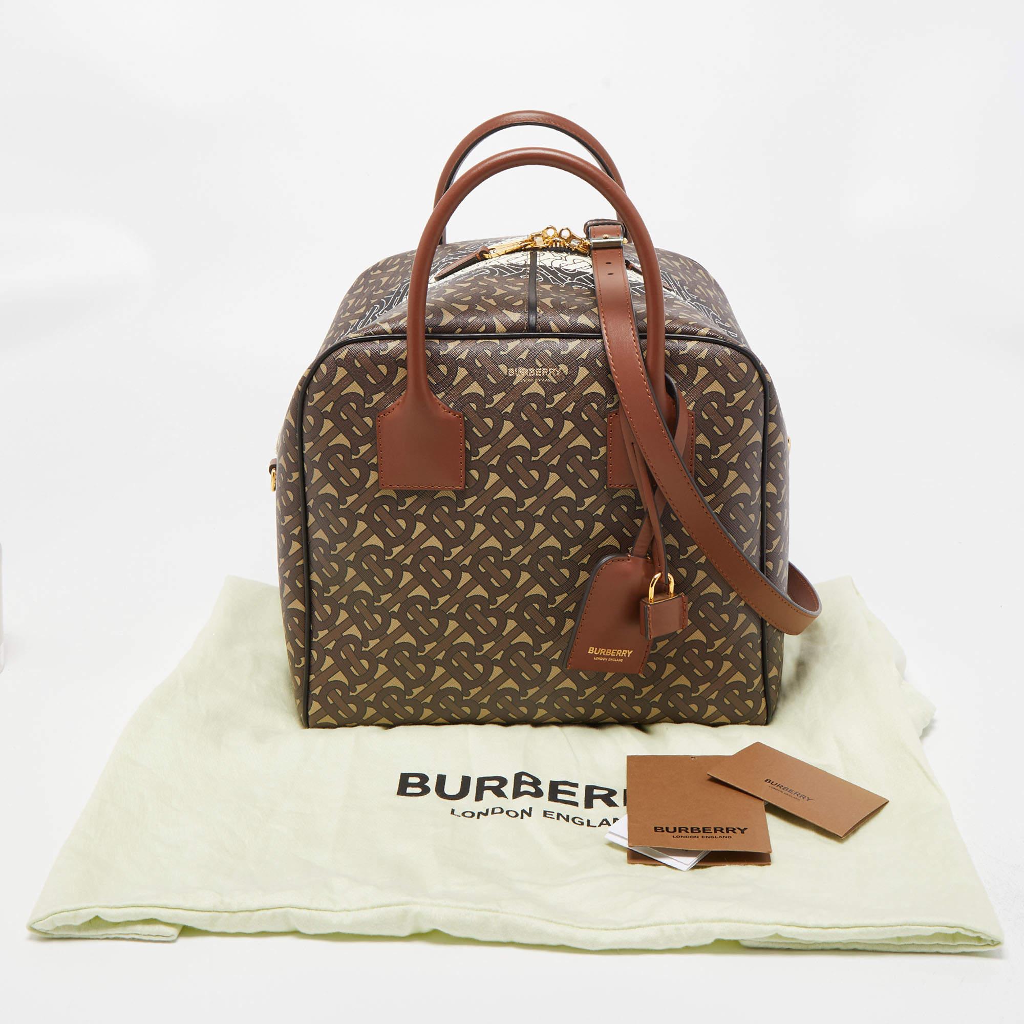 Burberry Multicolor TB Print Coated Canvas and Leather Cube Bucker Bag 7