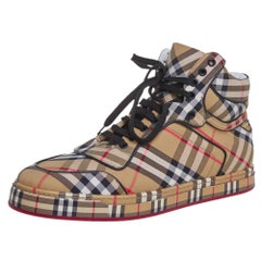 Burberry Multicolor Vintage Check Fabric High Top Sneakers Size 44