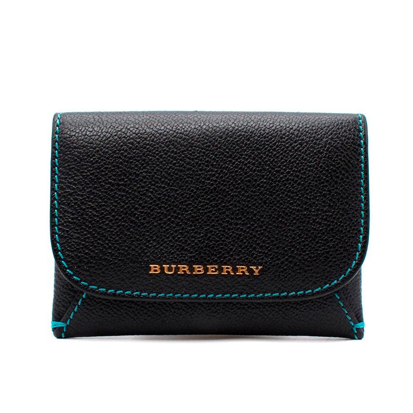 Burberry Multicolour Leather Card Holder & Black Pouch
 

 - Grain leather card holder features turquoise, Vintage check and neon yellow hues
 - Contrasting orange stitching
 - 2 card slots, one central pocket and one see-through card slot
 -