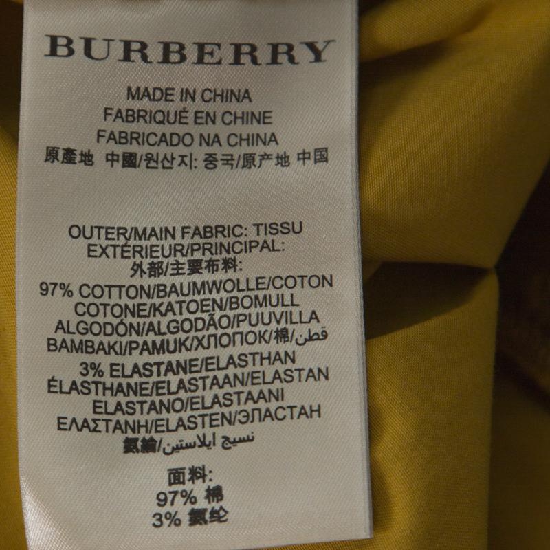Women's Burberry Mustard Yellow Cotton High Waist Back Buckle Detail Shorts S