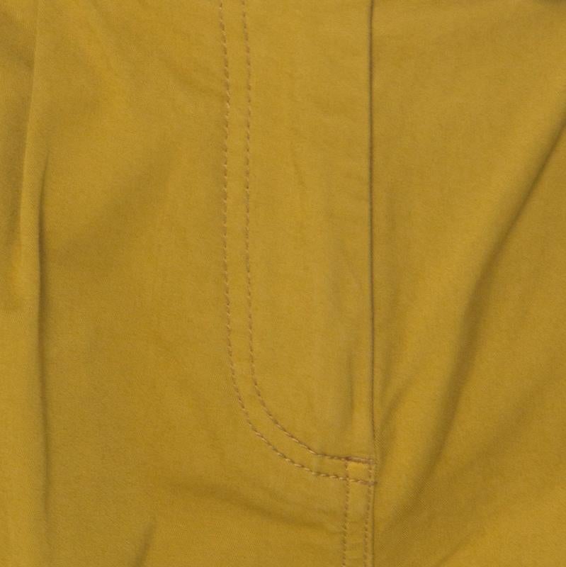 Burberry Mustard Yellow Cotton High Waist Back Buckle Detail Shorts S 1