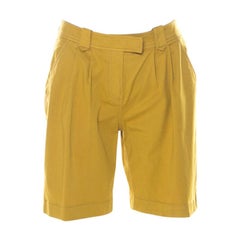 Burberry Mustard Yellow Cotton High Waist Back Buckle Detail Shorts S