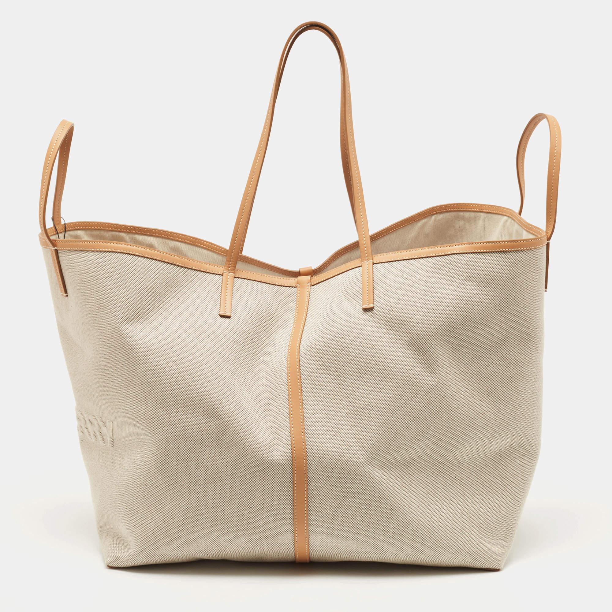 Burberry Natural/Beige Canvas and Leather XL Beach Tote 8