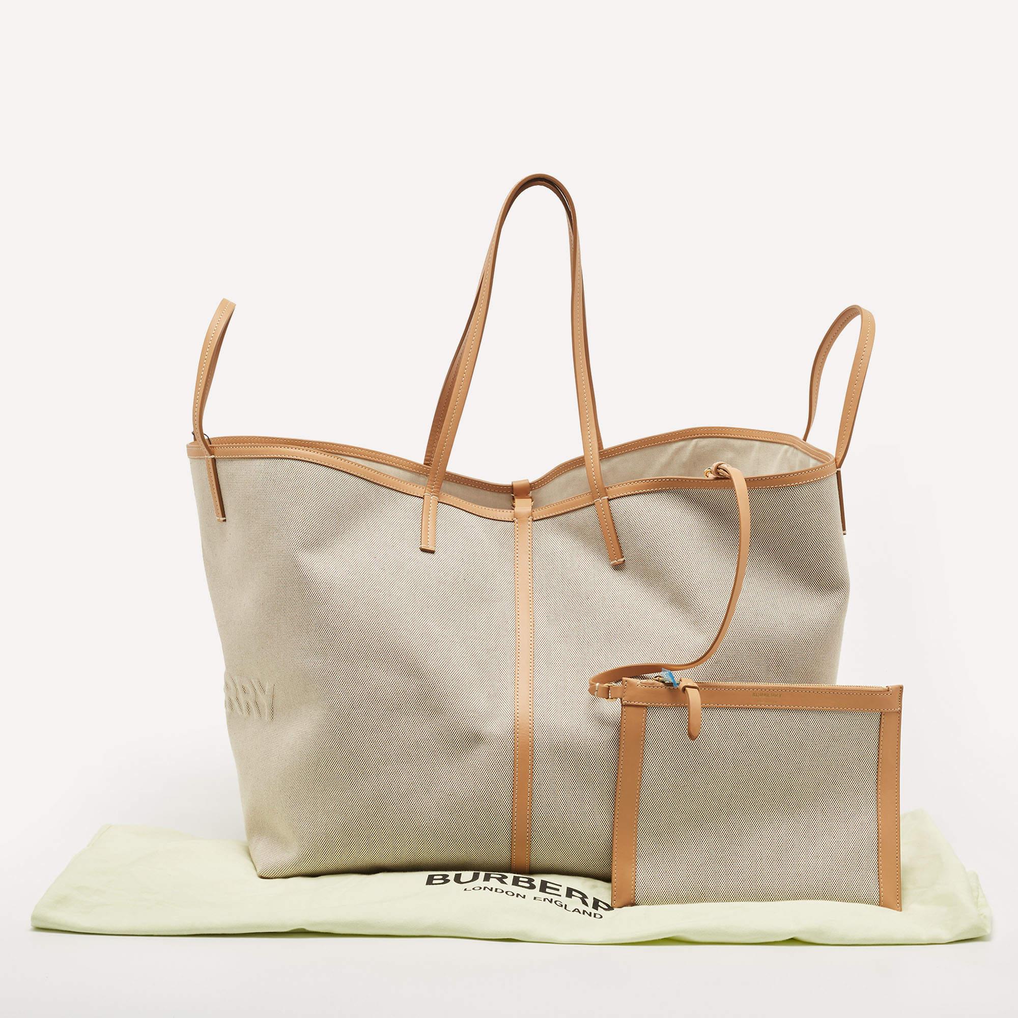 Burberry Natural/Beige Canvas and Leather XL Beach Tote 9