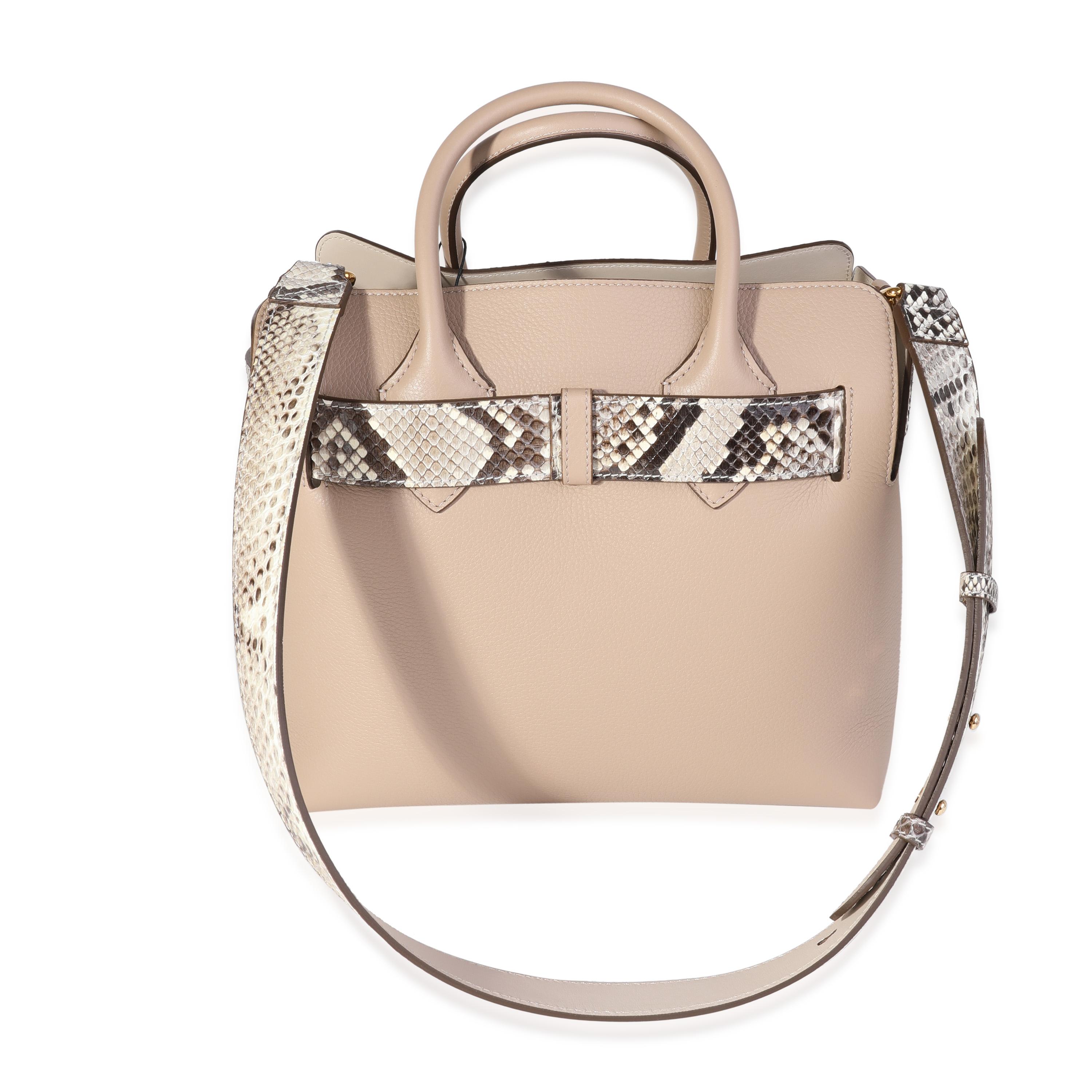 Beige Burberry Natural Python & Pale Drift Leather Small Belt Bag For Sale