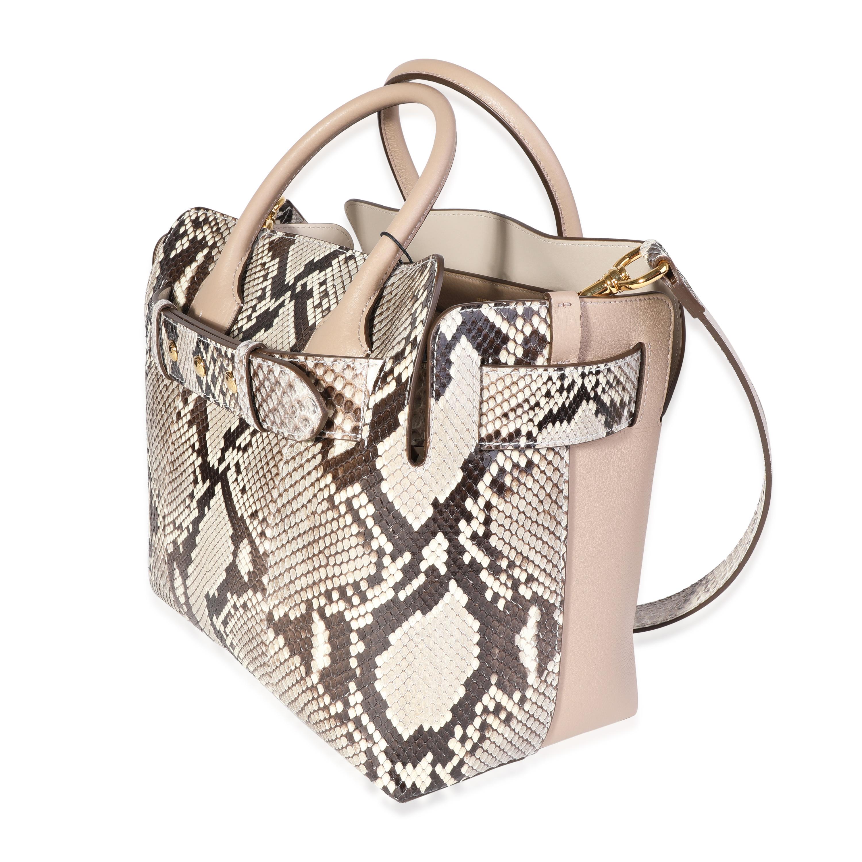 Burberry Natural Python & Pale Drift Leather Small Belt Bag In Excellent Condition For Sale In New York, NY