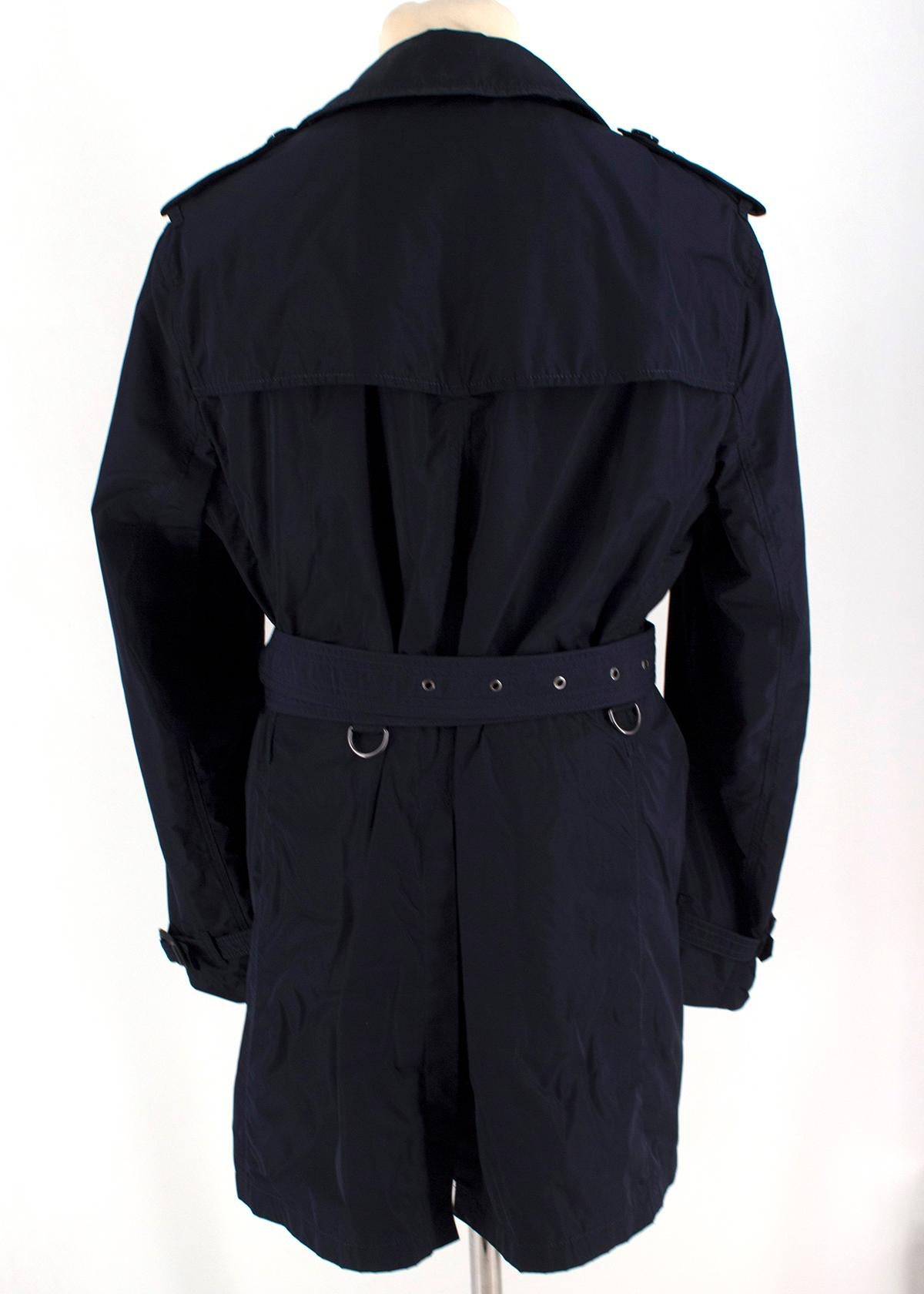 Black Burberry Navy Belted Trench Coat SIZE XL