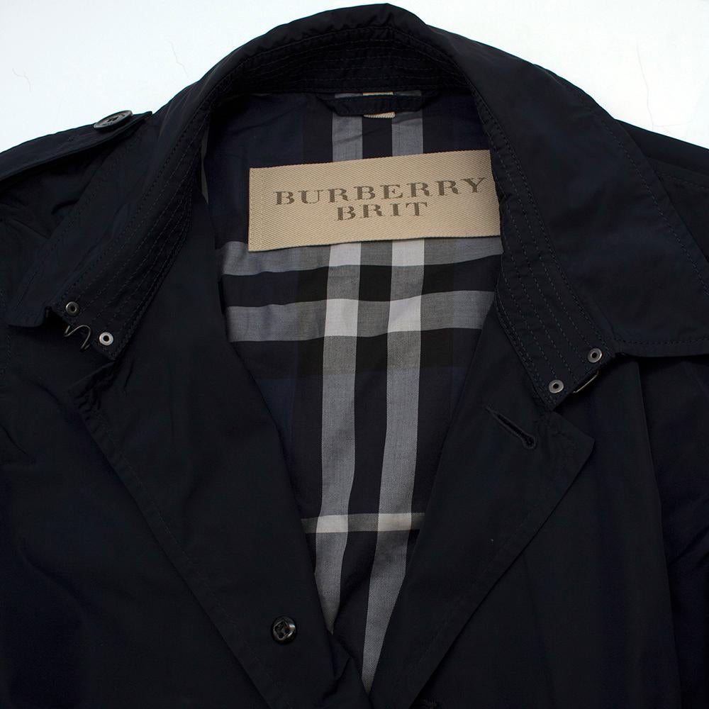 Burberry Navy Belted Trench Coat SIZE XL In Excellent Condition In London, GB