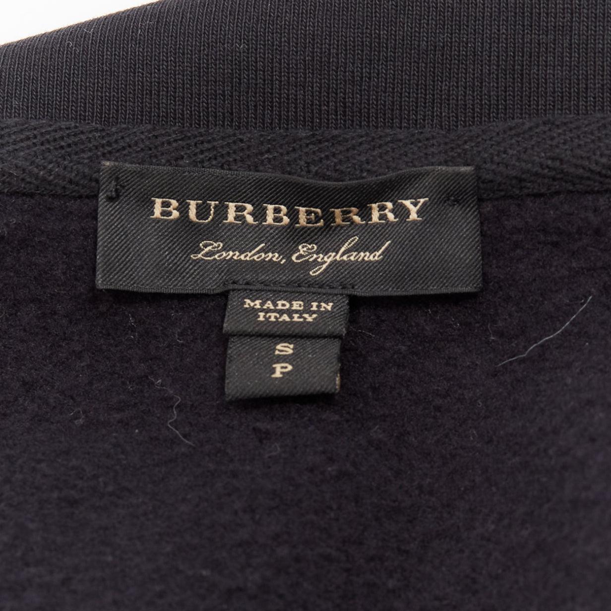 BURBERRY navy black asymmetric neck panelled deconstructed sweater top S For Sale 4