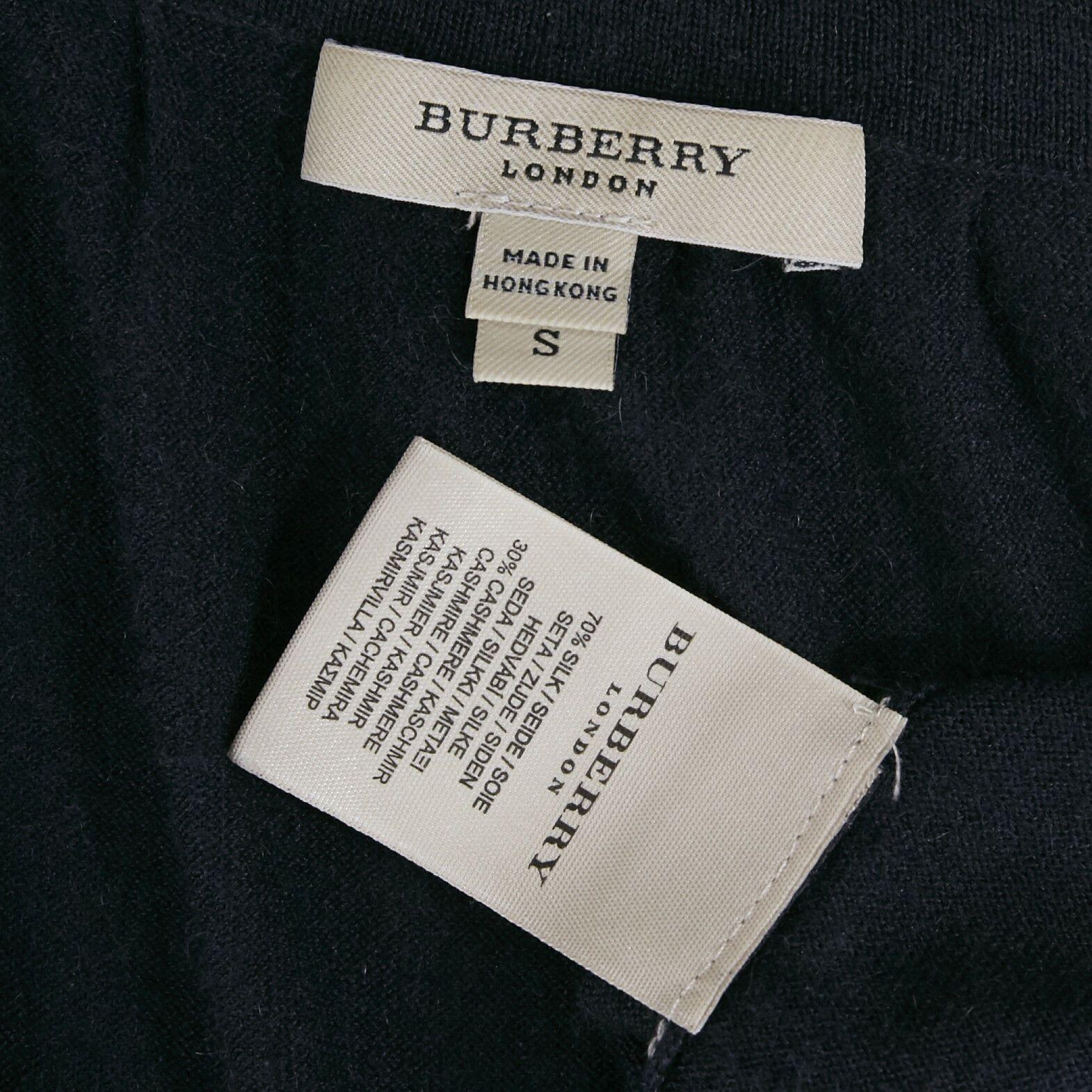 BURBERRY navy ble silk cashmere nautical rope trimmed cardigan sweater S 5