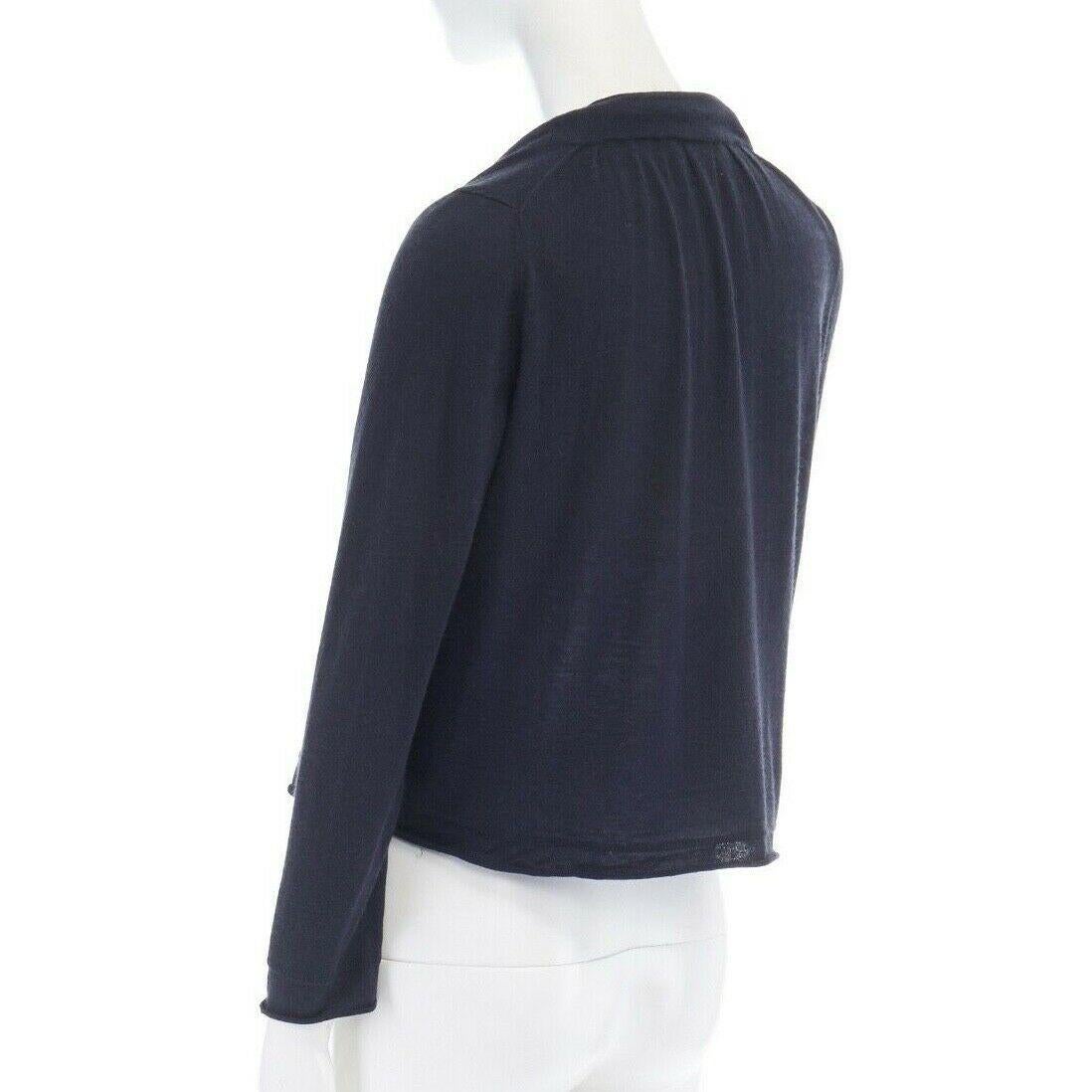 BURBERRY navy ble silk cashmere nautical rope trimmed cardigan sweater S 2