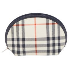 Burberry Navy Blue/Beige Housecheck PVC Cosmetic Pouch