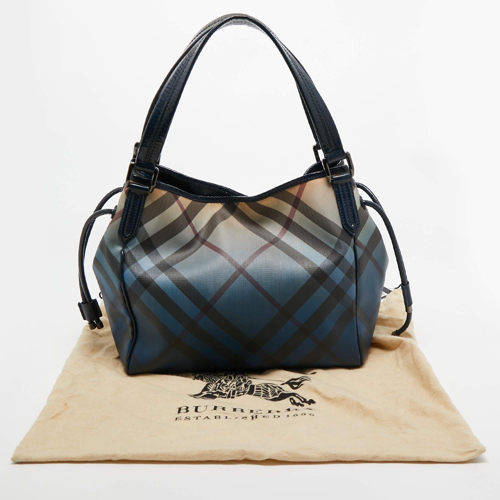 Burberry Navy Blue/Beige Ombre PVC and Patent Leather Biltmore Tote 9