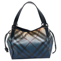 Used Burberry Navy Blue/Beige Ombre PVC and Patent Leather Biltmore Tote