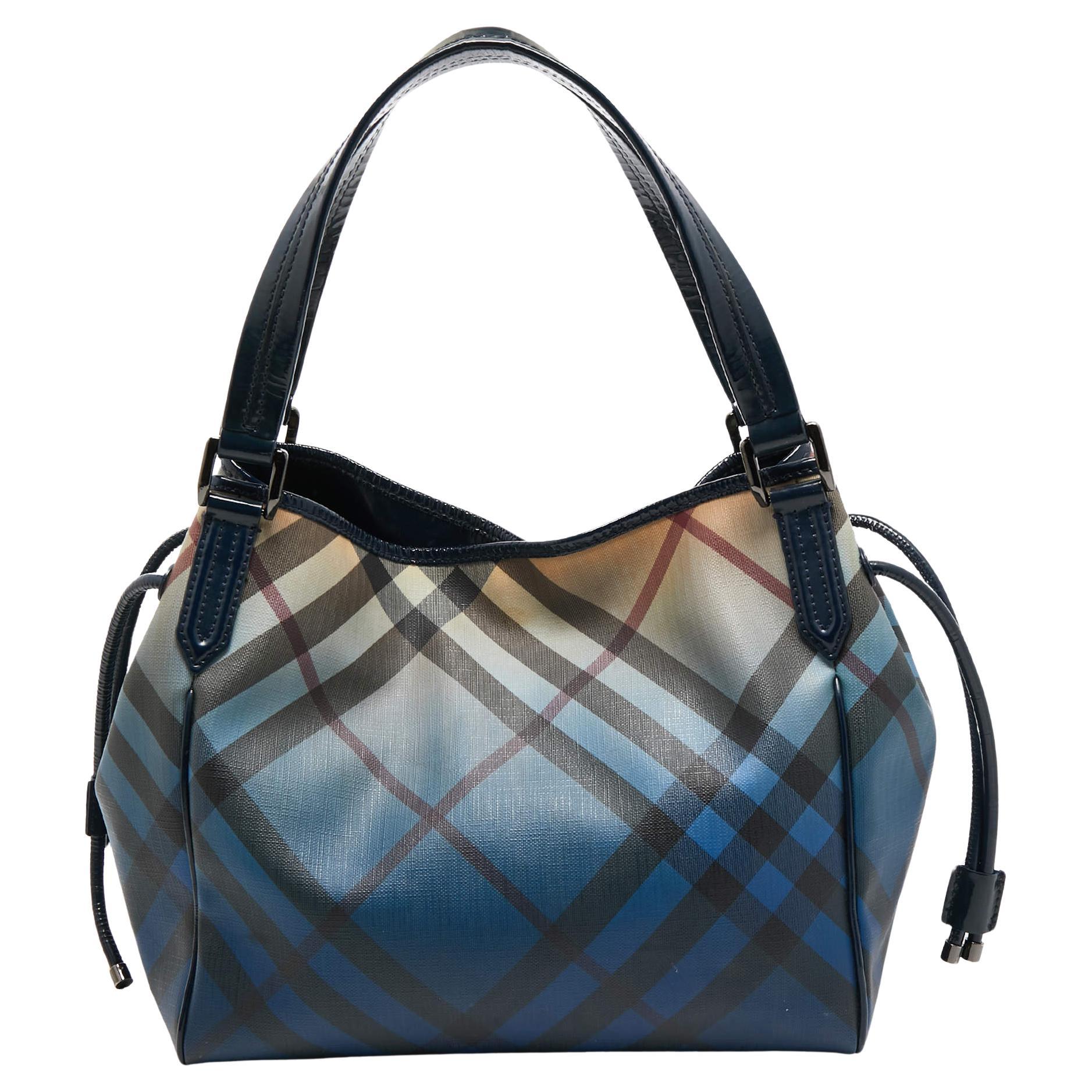 Burberry Navy Blue/Beige Ombre PVC and Patent Leather Biltmore Tote