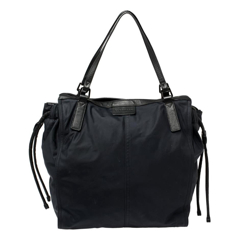 Burberry Navy Blue/Black Nylon and Leather Buckleigh Shopper Tote at 1stDibs
