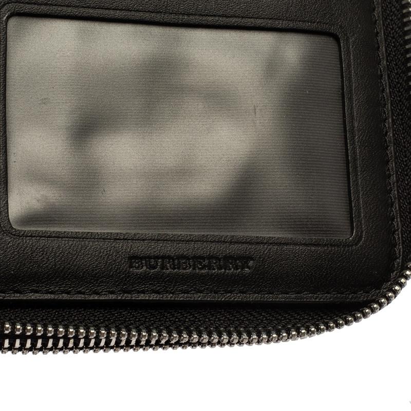 Burberry Navy Blue Coated Canvas Reeves Double Zip Wallet 4