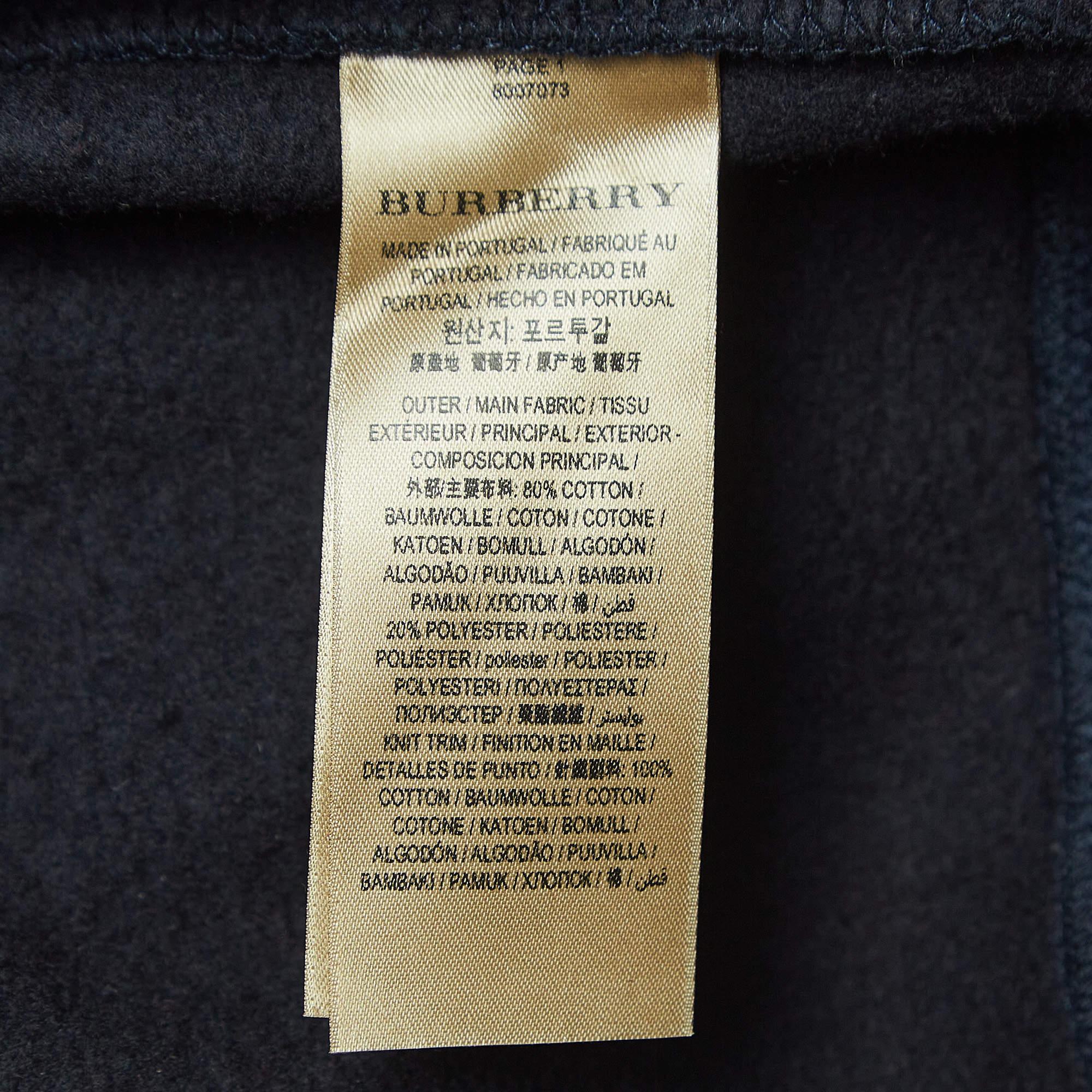 Black Burberry Navy Blue Cotton Embroidered Sweatshirt M