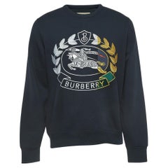 Burberry Sweat-shirt brodé en coton bleu marine M
