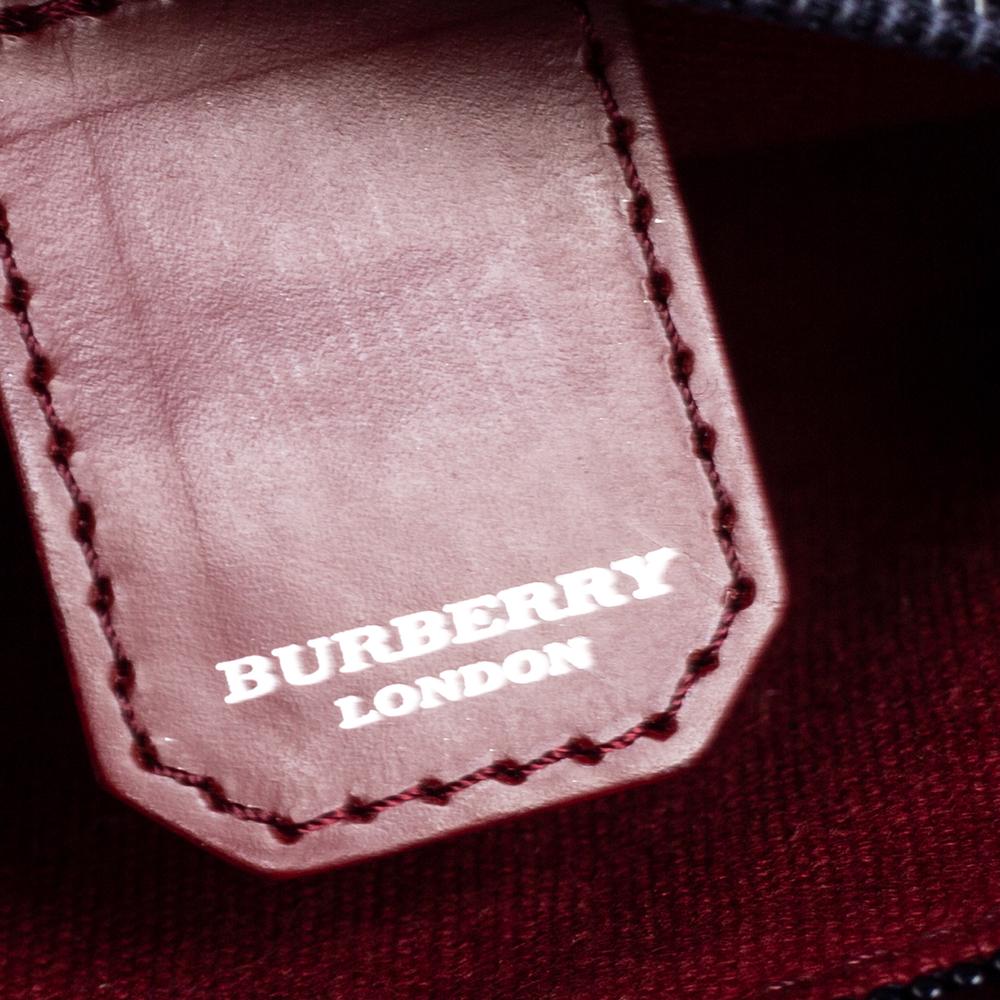 Burberry Navy Blue Denim Pocket Check Baguette Bag 3