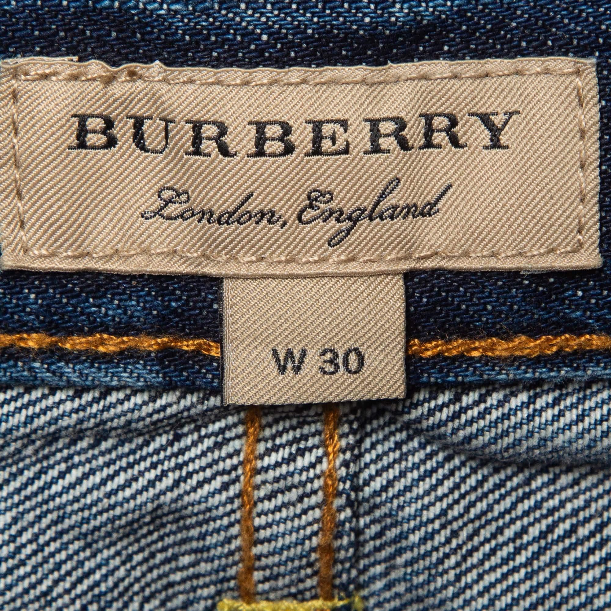 De las mujeres Burberry Vaqueros rectos azul marino M Cintura 30