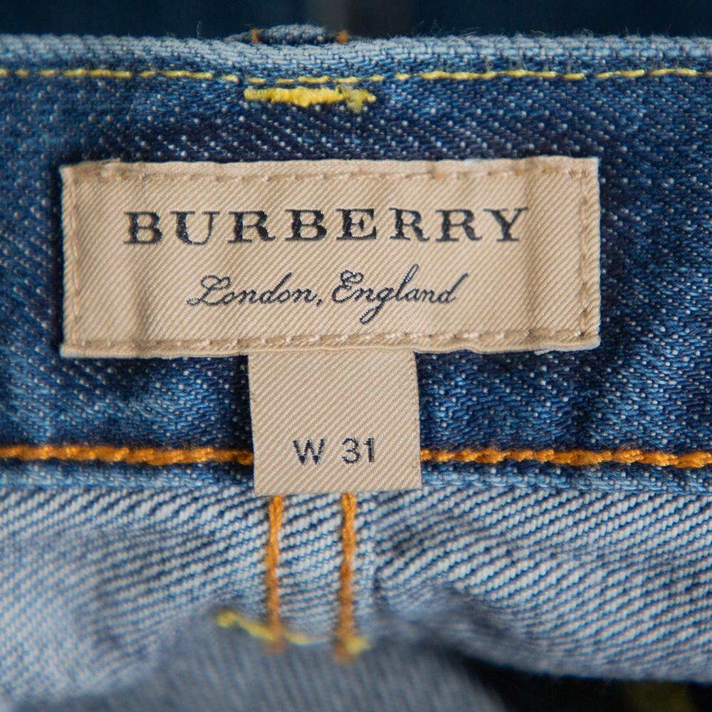 Burberry Navy Blue Denim Straight Leg Farndon Jeans L 2