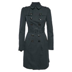 Burberry Navy Blue Gabardine Double Breasted Trench Coat S