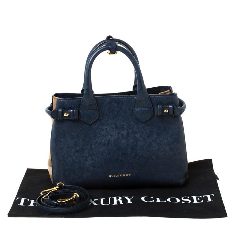 Burberry Warm Royal Blue Mini Leather Soft Pocket Tote Bag 8039046
