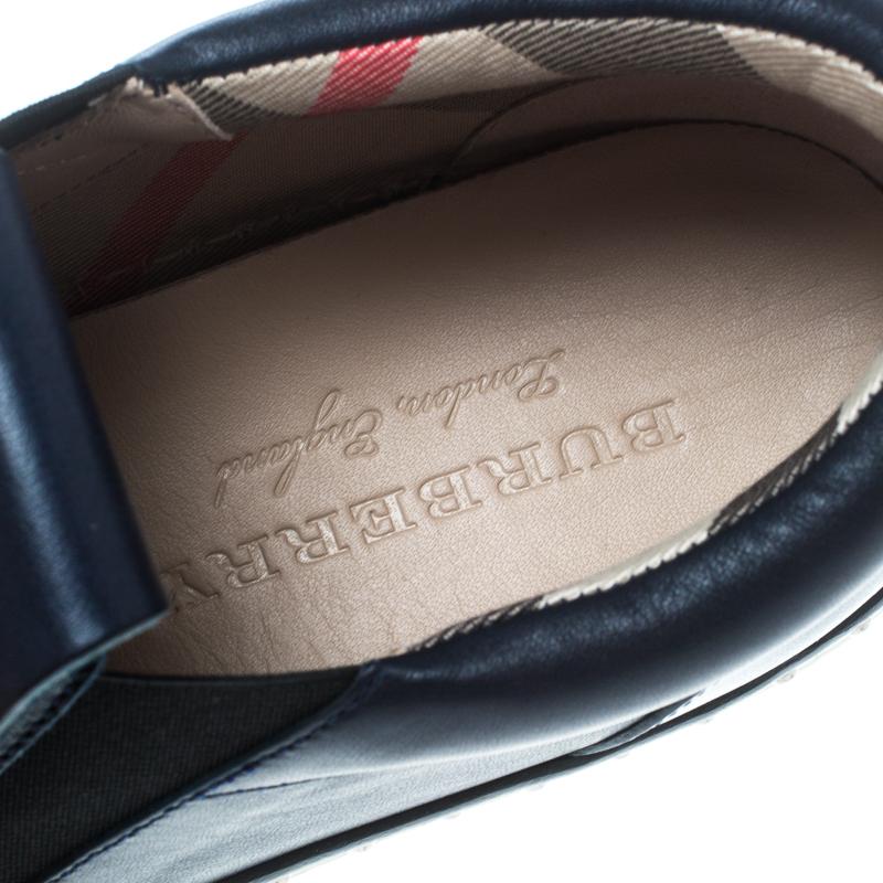 Burberry Navy Blue Leather Kiltie Fringe Slip On Sneakers Size 39.5 1