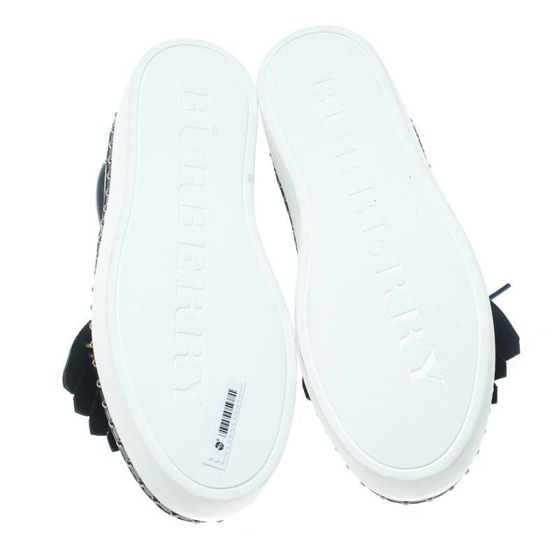 Burberry Navy Blue Leather Kiltie Fringe Slip On Sneakers Size 39.5 2