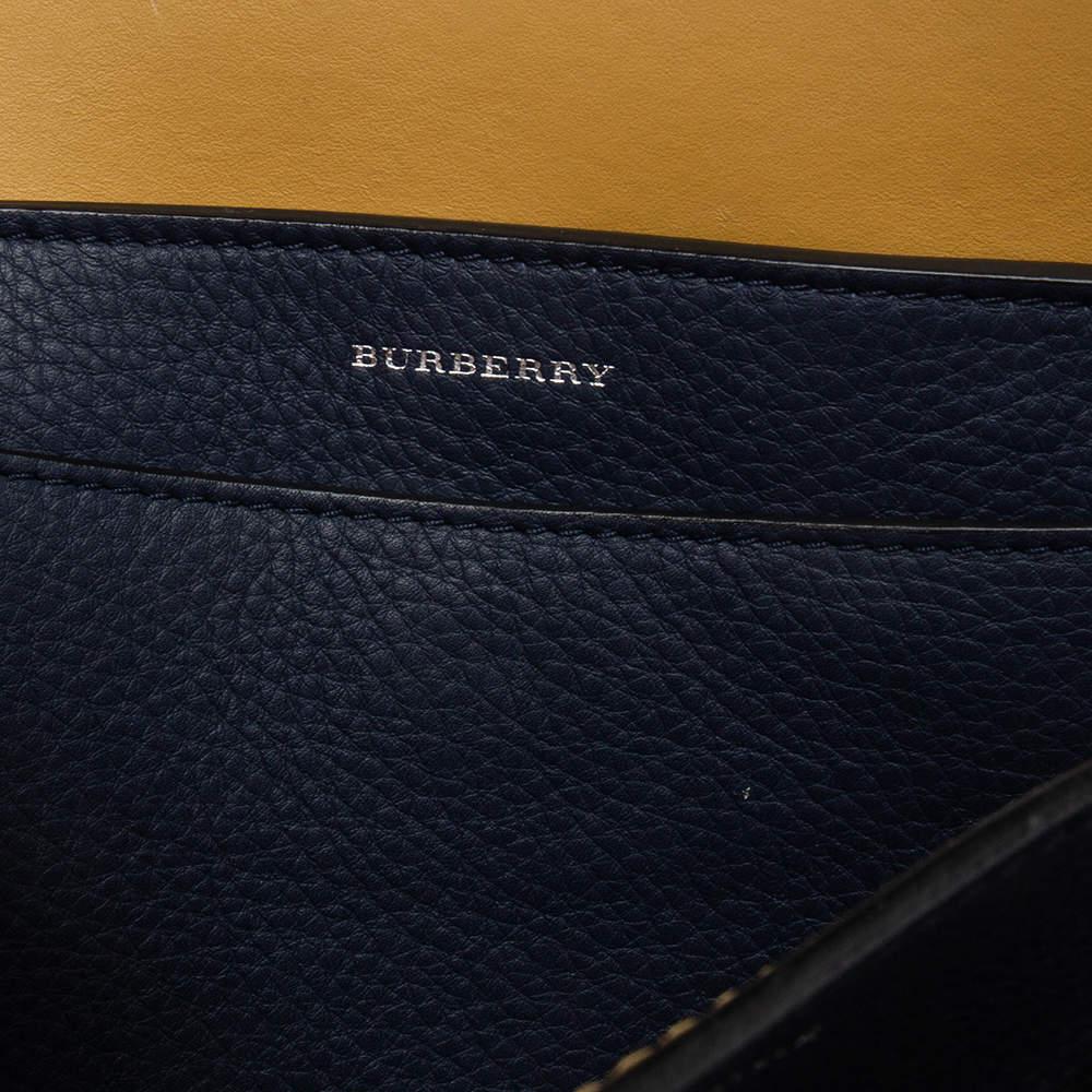 Burberry Navy Blue Leather Small Belt Tote 5
