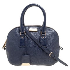 Burberry - Petit sac bowling en cuir bleu marine Orchard