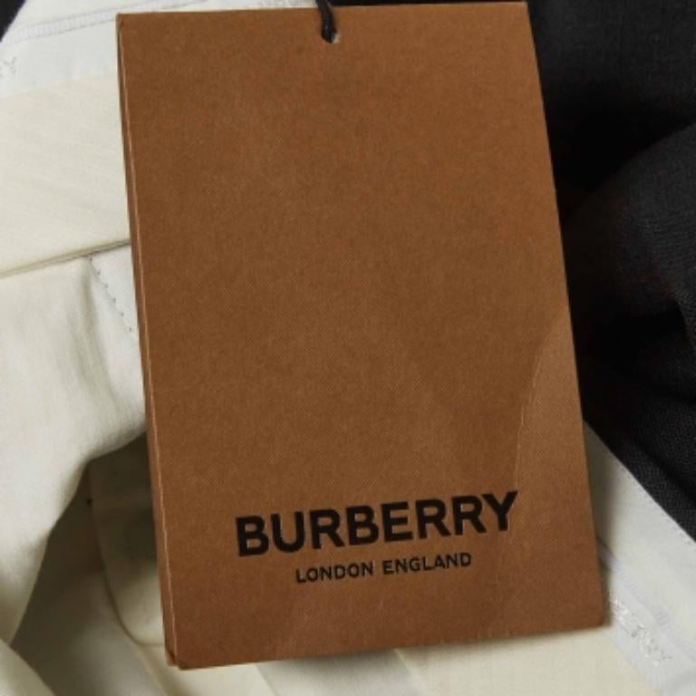 Burberry Pantalones clásicos de mezcla de lino azul marino M Negro en venta
