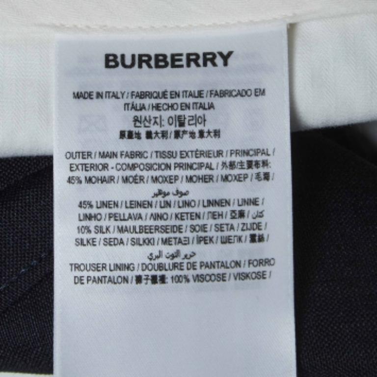 Burberry Pantalones clásicos de mezcla de lino azul marino M en Bueno estado para la venta en Dubai, Al Qouz 2